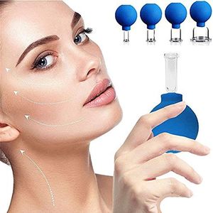 4Pcs Gezichtsmassage Cupping Sets Gezicht Vacuüm Zuig Massage Cups Met Siliconen Bal Voor Facelift Rimpels Cellulite Terug Massager