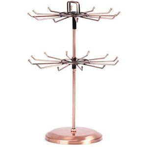 RESOYE Roterende Sieraden Boom Display Stand, Dubbellaags Ketting Houder Spinner Rack Organizer Met 24 Haken, Teller Opslag Plank Frame Tower, Brons