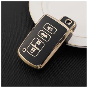 TPU Autosleutelhoes Tas Houder Shell Voor Toyota Voor Camry RAV4 Voor Avalon Voor Auris 2 3 4 Knoppen Sleutelloze Houder Beschermer Autosleutelhoesje(C - Black)