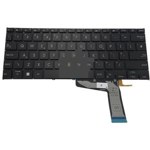 Toetsenbord met achtergrondverlichting (Engels) voor Vivobook 14 X1402 X1402ZA X1402Z Laptop, zilveren toetsen(UK black light)