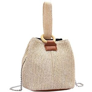 Geweven Strozak Vrouwen Geweven Rotan Emmertas Schoudertas Lichtgewicht Handtas Met Kettingriem Zomer Strand Tote Crossbody Strandtas Strotas (Color : A)