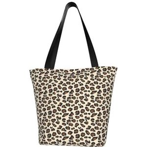 BeNtli Schoudertas, canvas draagtas grote tas vrouwen casual handtas herbruikbare boodschappentassen, luipaardprint print, zoals afgebeeld, Eén maat