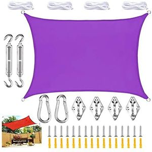 Zonnezeil Rechthoekig Waterdicht Schaduwzeil, Schaduwdoek 95% UV-bescherming, Scheurbestendig Schaduwzeil, For Terras Balkon Tuin Pergola (Color : Purple, Size : 2x3m)