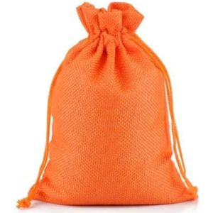 Katoenen mousseline zakken 10 stuks verpakkingszakken voor cadeau linnen tassen sieraden display bruiloft zak jute tas doe-het-zelf jute zakken cadeau trekkoord zakje geschenkzakje (kleur: oranje,