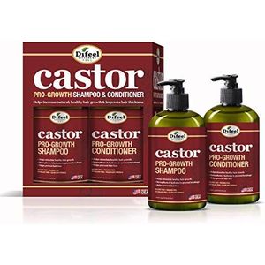Difeel Castor Pro-Growth Shampoo & Conditioner 12 oz (Pack van 2) voor langer, sterker en dikker haar - Unisex Volwassen met haaruitval of haaruitval