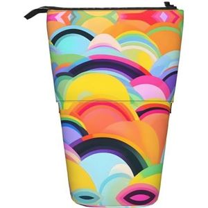 Nbtghga Regenboog Patroon Print Potlood Telescopische Klassieke Kunsten Stand Up Potlood Case Organizer Potlood Houder Make-up Tas Gift, Zwart, Eén maat