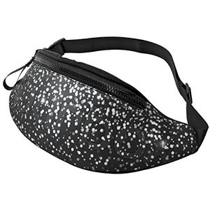 GZYL Explosion Burst Rood Zwart bedrukte heuptas/heuptas Dagelijks casual borsttas, Glanzend zilver Glitter, Eén maat