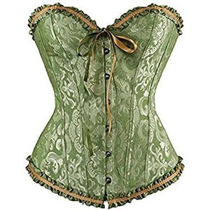 Dames Korsetten Sexy Brokaat Overbust Lace up Uitbeend Korsetten Shapewear Outfit