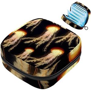 Menstruatie Pad Tas Rits Maandverband Tas Tampons Verzamelen Zakken voor Vrouwen Meisjes (Ocean Marine Kwall-patroon)