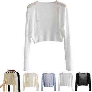 Extractiony Sun Knit Cardigan Women's Thin Ice Silk Coat Shawl,Knit Cardigans for Women (One Size,White)