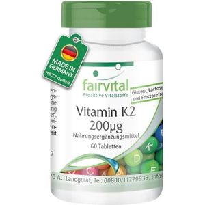 Fairvital | Vitamine K2 MK7 200mcg - HOOG GEDOSEERD - VEGAN - 60 tabletten - menaquinon van Natto - MK-7