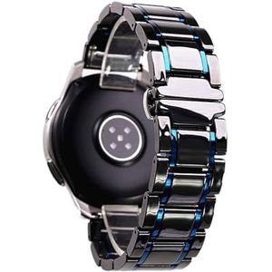 YingYou 20 Mm 22 Mm Stalen Keramische Band Compatibel Met Samsung Galaxy Watch4 5 40 Mm 45 44 Mm Pro Horlogeband Polsband Compatibel Met Huawei Riemarmband(Color:Black and blue,Size:20mm)