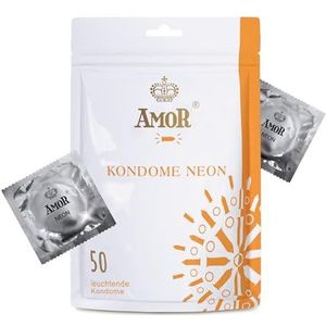 AMOR Neon Premium Condooms, Oplichtende condooms, �Ø 53 mm, Verpakking van 50