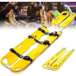Opvouwbare aluminium scoop draagbare brancard, EMT medische brancard patiënt Mover Rescue - 390Lb laadvermogen, met 3 veiligheidsriemen
