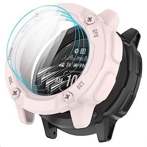 GIOPUEY Hoesje + 3 flexibele schermbeschermer compatibel met Garmin instinct 2X, Premium TPU, uniek ontwerp - roze