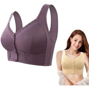 Ademende Bh Met Voorsluiting Voor Oudere Vrouwen Senioren 2025 Premium Comfort(Purple,XX-Large)