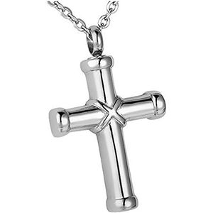 XLIAN326 Custom Classic Crematie Sieraden Voor As Cross Urn Ketting Hanger Roestvrij Staal Goud Zwart 3 Kleuren As Memorial Hanger Huisdier Memorial (Metalen Kleur: Zilver Grave)