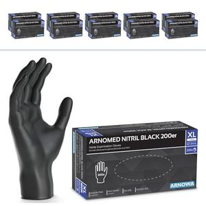 ARNOMED wegwerphandschoenen zwart, wegwerphandschoenen XL, nitril handschoenen met 2000 stuks, poedervrij, latexvrije rubber handschoenen, verkrijgbaar in S, M, L & XL