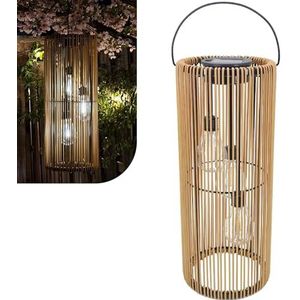 Gadgy Lantaarn op zonne-energie voor buiten in rotan-look, hangend of als tafellamp, decoratieve zonnelamp voor terras en balkon, led-tuinverlichting voor buiten