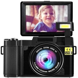 Slimme Digitale Camera, FHD 4K 48 MP Vlogcamera met 3 Inch Flip-scherm, Anti-shake Autofocus Gezichtsverfraaiingsfunctie 16x Zoom Compactcamera voor Tieners, Beginnende