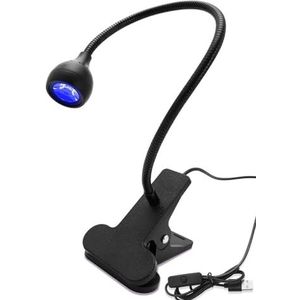 Lelukee Paarse lichtlamp, multifunctionele USB-aangedreven 3 W uv-kleeflamp met clip en schakelaar, flexibele 360 graden bureau-paarse lampen, voor uv-gelnagels, PCB-reparatie, detectie van