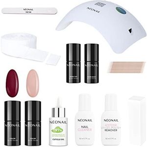 NÉONAIL Starterset met ledlamp, 2 x nagellak 7,2 ml, led-uv-lamp, uv-nagellak, manicureset, starterset met lamp 22W/48, nagellakset, kleuren, manicure, nagelset