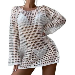 Cover-up voor vrouwen strandkleding doorzichtige uitgeholde bikini cover-ups tops vrouwen strandkleding lange mouw strandjurk crop tops gehaakt badpak cover-up badpak cover-up badpak cover-up badpak
