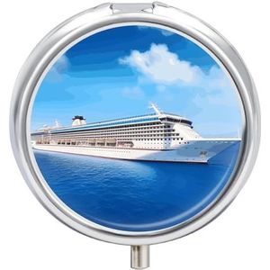 Ronde metalen pillendoos met 23 vakken voor medicijnen en vitaminen