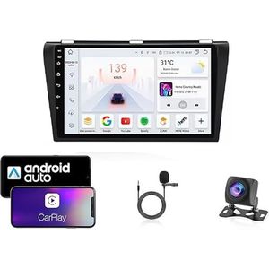 9 Inch Autoradio Compatibel voor Mazda 3 2004-2009 met GPS Navigatie CarPlay Android Auto Acht-Core 4G Bluetooth WiFi MirrorLink Stuurwiel Afstandsbediening(T1 4 Core Wifi 1G+16G)