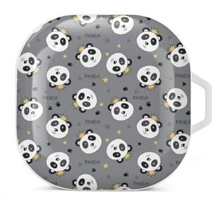 Prinses Panda Oordopjes Hoesje Compatibel met Samsung Hard Shell Beschermhoes Wit-Stijl