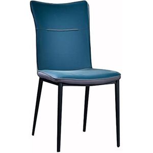 Eetkamerstoelen, keuken kunstleer keuken eetkamerstoelen slaapkamer balkon fauteuil koolstofstalen poten kaptafel make-up stoel(Dark Green)