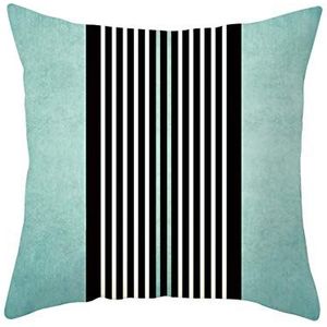 Ethereval Linnen blanco kussenslopen om kussenslopen te versieren Easy Going verticale strepen bank kussenslopen met rits kussenhoezen rieten meubels zwart blauw - 40 x 40 cm