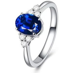Damesduivenbloed robijnrode ring 18k vergulde roodgroene saffier ingelegde diamanten edelsteen ringarmband (Color : Blue_Openingadjustable)