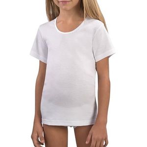 MABRAT Meisjestrui met korte mouwen en satijnen rand, 1/1 rib van 100% puur katoen, Wit, 3 jaar