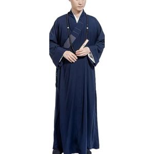 Monnik gewaad in boeddhistische tempel, Zen Robe, Traditionele katoenen lange jurk meditatie gewaad unisex, herfst en winter Shaolin monniksjurk, grijs, 45 (Color : Blue, Size : 36)