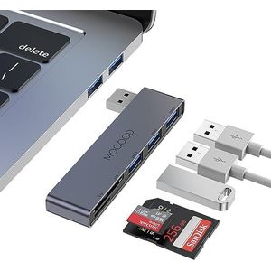 MOGOOD USB-hub, 5 poorten, ultradunne data-hub met 1 USB 3.0, 2 USB 2.0, TF/SD/MicroSD-kaartlezer, draagbare USB-splitter voor MacBook, Surface Pro, XPS, Notebook PC, USB Flash Drives, en meer