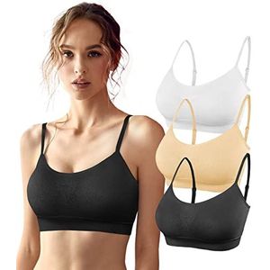 SHEKINI Naadloze Sportbeha Voor Dames Draadloze Beha Zonder Beugel met Uitneembare Cup Pads Licht Sport Beha Yoga Fitness Training 3 Pack