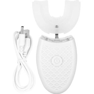 Elektrische tandenborstel voor volwassenen, U-vormige sonische tandenborstels, slimme automatische whitening-tandenborstel met 4 versnellingen en LED-lampje, IPX7 waterdichte autoborstel(wit)