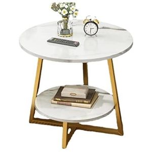 Salontafel Bijzettafel Nordic Marmeren Patroon Paneel Salontafel Staal Kleine Bijzettafel Woonkamer Thuis Multifunctionele Theetafel Bijzettafel Salontafel Bijzettafel (Color : White+gold, Size : 40