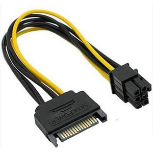 RANY 15-Pin Male SATA to 6-Pin Pcie video card Power kabel