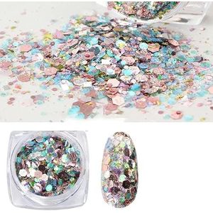 Elegante parel abalone schelp nagel manicure decoratie glinsterende aurora onregelmatige schelp plak vlok fragment bedel pailletten-DJ12
