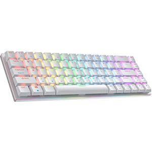 Ranked G65 Guardian 65% | Volledig Aluminium Frame | Hot-Swappable Mechanisch Gamingtoetsenbord | 68 Toetsen RGB LED voor PC/Mac | QWERTY ANSI US lay-out (Wit, Gateron Low Profile Brown)