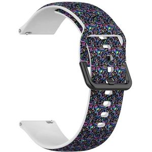 Compatibel met Garmin Forerunner 255S/255S Music/265S/Rey/Venu 2S/Venu 3S/Vivoactive 4S/Vivomove 3S, (decoratieve symmetrie Arabesque Good Greeting) 18 mm zachte siliconen sportbandband