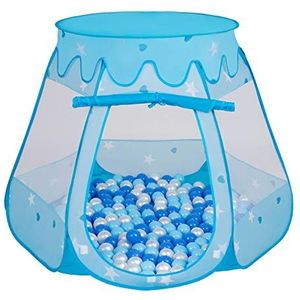 SELONIS Baby speeltent met plastic ballen, tent 105 x 90 cm / 300 ballen, plastic ballen voor kinderen, blauw: babyblauw, blauw, parelmoer