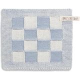 Knit Factory - Gebreide Pannenlap Block - Pannenlappen gemaakt van 50% katoen & 50% acryl - Blokken motief - Traditionele look - 1 stuk - Ecru/Licht Grijs - 23x23 cm