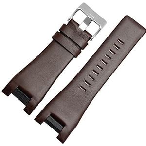 ENICEN 32mm lederen horlogeband for dieselhorloge riem geschikt for DZ1216 DZ1273 DZ4246 DZ4247 DZ287 Zachte ademend polsband armband (Color : BrownB silver buckle, Size : 32-18mm)