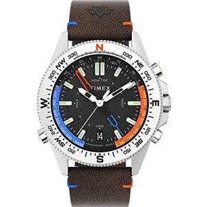 Timex Heren Expedition North Tide-Temp-Compass 43mm Horloge, Bruin/Zwart/Roestvrij Staal, Eén maat, 43 mm Expeditie Noord Tide-Temp-Kompas