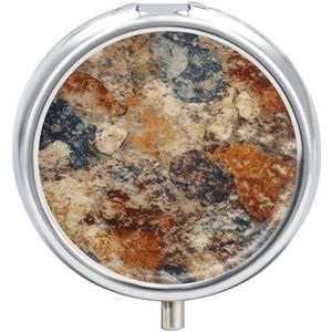 Abstracte granieten pillendoos 3 compartimenten reizen geneeskunde pillenorganisator 3x per dag draagbare vitamine organizer met spiegel kleine pillendoos voor portemonnee en zak schattige dagelijkse