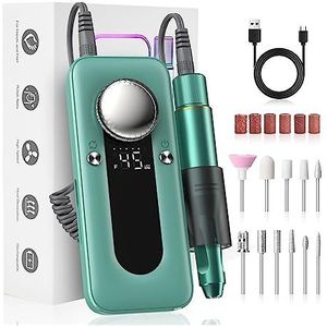 Elektrische nagelvijl, Elektrische nagelboormachine, 45000 RPM professionele Efile nagelboorkit, elektrische nagelvijl for acrylnagels Gelnagels voor zowel natuurlijke als kunstnagels (Color : Verde