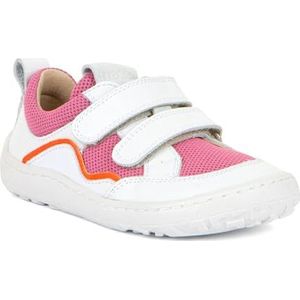 Froddo Blotevoetenschoenen/sneakers met klittenband, velours leer + mesh, kleurkeuze G3130246, wit-roze., 33 EU